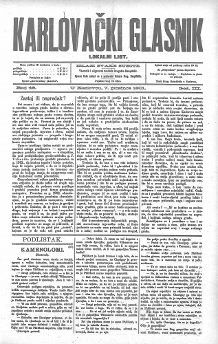 Karlovački glasnik : lokalni list : 3,49(1901) / odgovorni urednik Dragutin Hauptfeld.