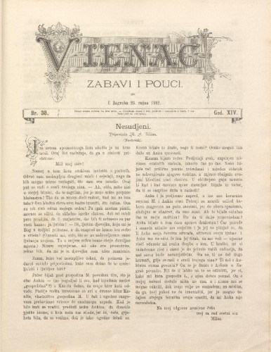 Vienac : zabavi i pouci. : 14,38(1882) / urednik Fran Folnegović.