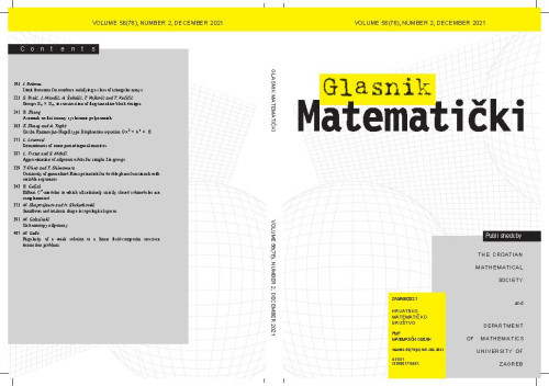 Glasnik matematički : 56,2(2021) / glavni urednik Dražen Adamović.