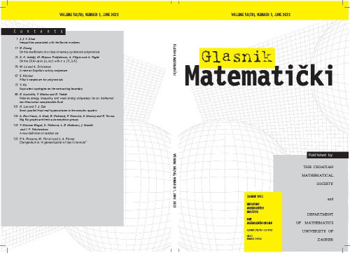 Glasnik matematički : 58,1(2023) / glavni urednik Dražen Adamović.