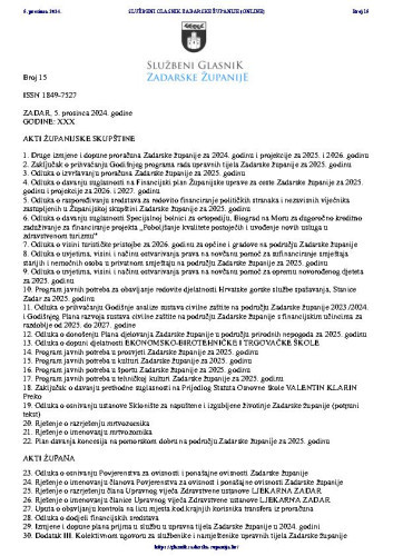 Službeni glasnik Zadarske županije : 31,15(2024) 