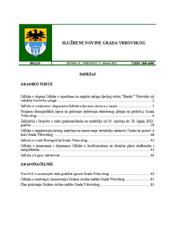 Službene novine Grada Vrbovskog : 9,9(2023)  / glavni urednik Marina Tonković.