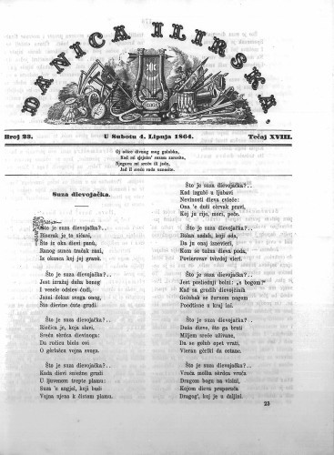 Danica ilirska : 18,23(1864)  / urednik Ljudevit Gaj.