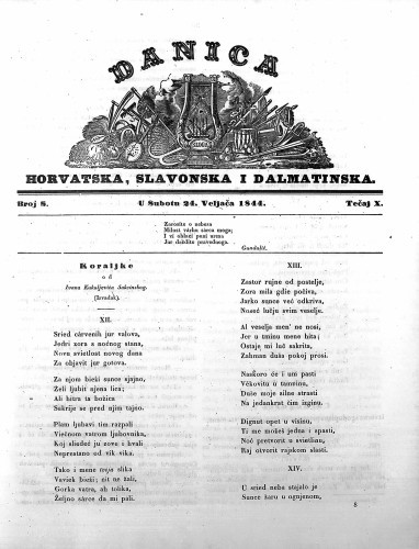 Danica horvatska, slavonska i dalmatinska : 10,8(1844)  / učrednik Ljudevit Gaj.