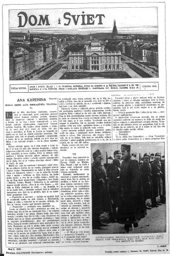 Dom i sviet   : ilustrovani list za zabavu, pouku i viesti dnevnih dogadjaja, javnom i društvenom životu, umjetnosti i znanosti, trgovini, obrtu, glazbi i kazalištu : 28,5(1915)  / urednik Stjepan Kugli.