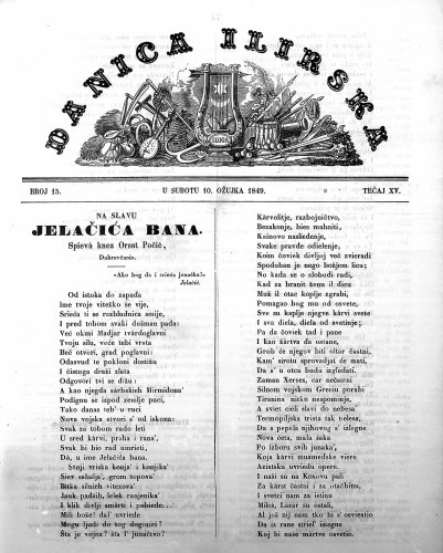 Danica ilirska : 15,15(1849)  / učrednik Ljudevit Gaj.