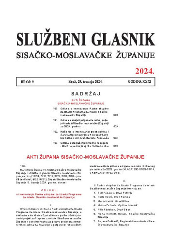 Službeni glasnik Sisačko-moslavačke županije : 31,9(2024)  / glavni i odgovorni urednik Branka Šimanović.