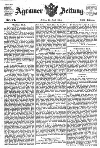 Agramer Zeitung : 29,97(1854) / für die Redaktion verantwortlich Ivan Sonvan. 