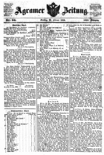 Agramer Zeitung : 29,46(1854) / für die Redaktion verantwortlich Ivan Sonvan. 