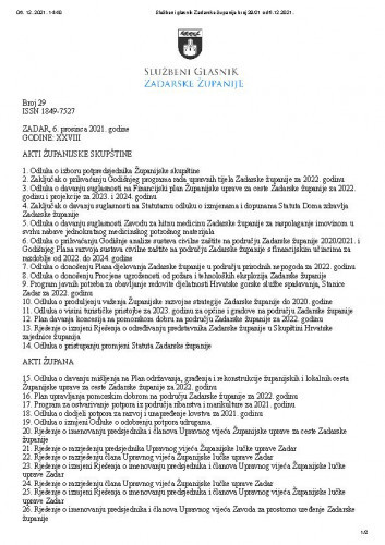Službeni glasnik Zadarske županije : 28,29(2021) / glavna urednica Marina Plenča Alibašić.