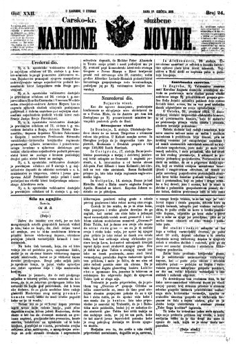 Carsko-kr. službene narodne novine : 22,24(1856)  / privremeni učrednik Dr. Demeter.