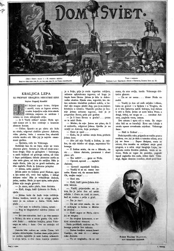 Dom i sviet  : ilustrovani list za zabavu, pouku i viesti dnevnih dogadjajih, javnom i družtvenom životu, umjetnosti i znanosti, trgovini, obrtu, glasbi i kazalištu : 15,7(1902) / urednik Stjepan Kugli.