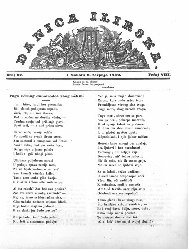 Danica ilirska : 8,27(1842) / učrednik Ljudevit Gaj.