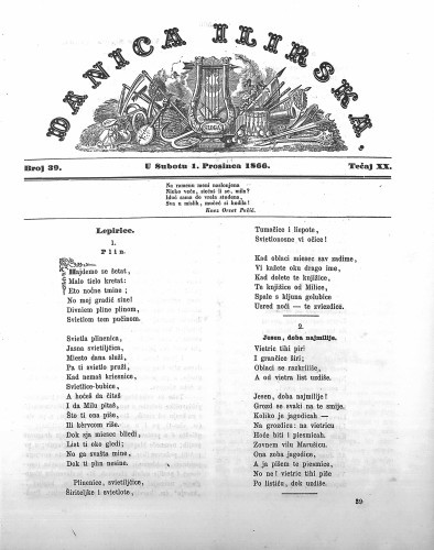 Danica ilirska : 20,39(1866)  / urednik Ljudevit Gaj.