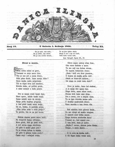 Danica ilirska : 20,18(1866)  / urednik Ljudevit Gaj.