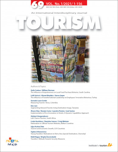Tourism : international interdisciplinary journal : 69,1(2021) / editor-in-chief Josip Mikulić.