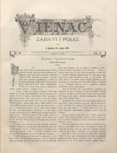 Vienac : zabavi i pouci. : 10,12(1878) / urednik August Šenoa.