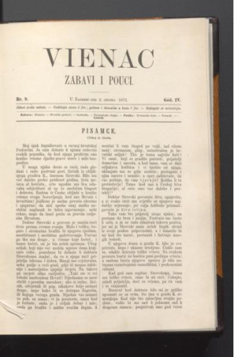 Vienac : zabavi i pouci. : 4,9(1872) / urednici Ivan Dežman i Franjo Marković.