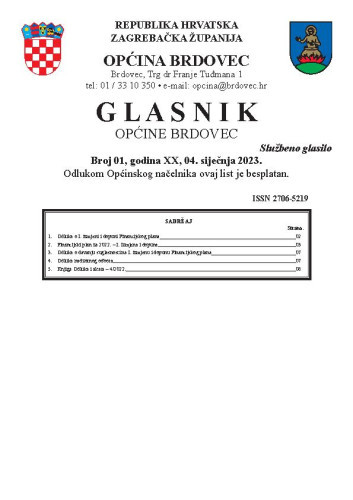 Glasnik Općine Brdovec : 20,1(2023)  / uredništvo Alen Prelec, Maja Coner i Daniel Bukovinski.