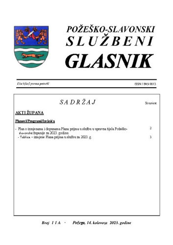 Požeško-slavonski službeni glasnik : 11a(2023)  / glavna urednica Mateja Tomašević.