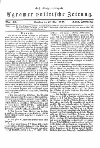 Agramer politische Zeitung : 13,40(1838) / Verlager und verantwortliche Redacteurs Franz Stauduar und Ferd. Rosenau.