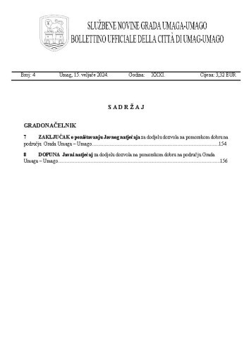 Službene novine grada Umaga  : Gazzetta ufficiale della città di Umago : 31,4(2024)