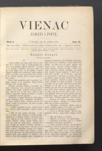 Vienac : zabavi i pouci. : 2,4(1870) / urednik Ivan Perkovac.