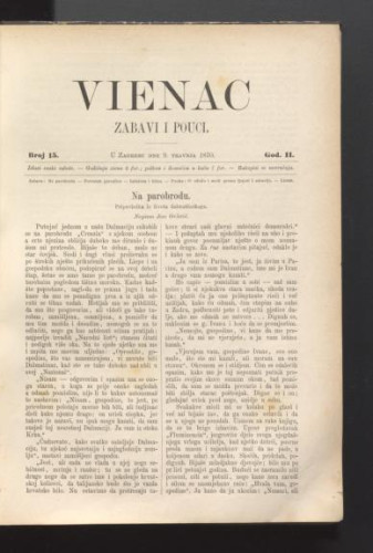 Vienac : zabavi i pouci. : 2,15(1870) / urednik Ivan Perkovac.