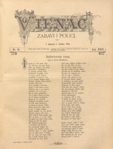 Vienac : zabavi i pouci. : 24,10(1892) / uredjuju V. Klaić i M. Maravić.
