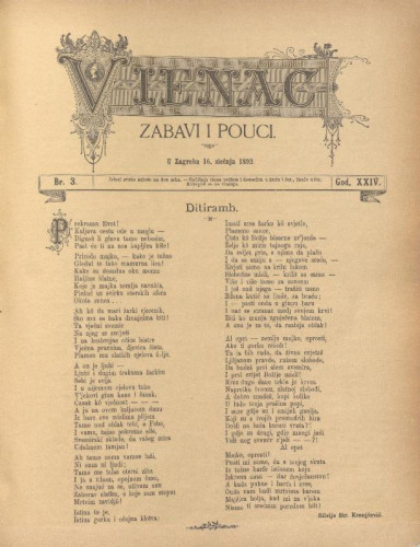 Vienac : zabavi i pouci. : 24,3(1892) / uredjuju V. Klaić i M. Maravić.