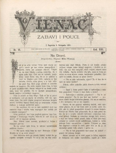 Vienac : zabavi i pouci. : 13,41(1881) / urednik August Šenoa.