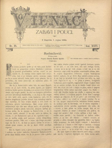 Vienac : zabavi i pouci. : 26,35(1894) / uredjuje J. Pasarić.