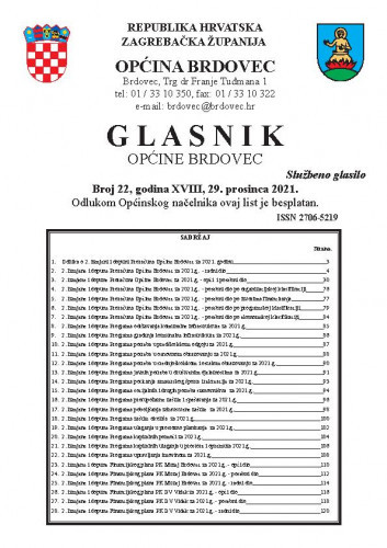 Glasnik Općine Brdovec : 18,22(2021)/ uredništvo Alen Prelec, Maja Coner i Daniel Bukovinski.