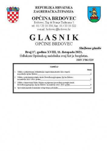 Glasnik Općine Brdovec : 18,17(2021)/ uredništvo Alen Prelec, Maja Coner i Daniel Bukovinski.