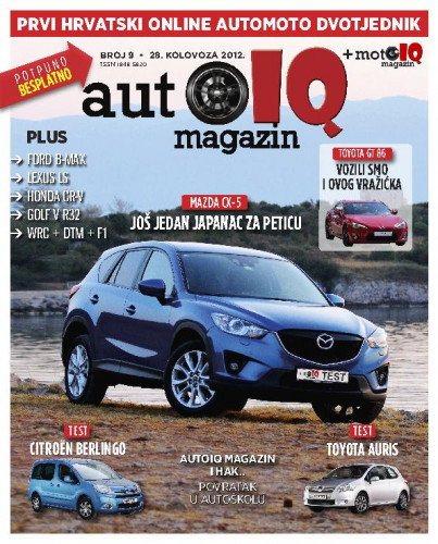 Autoiq magazin : prvi hrvatski online automoto dvotjednik : 9(2012) / glavni i odgovorni urednik Darijan Kosić.