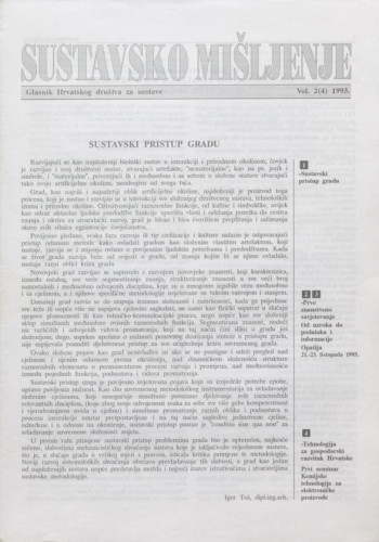 Sustavsko mišljenje  : glasnik Hrvatskog društva za sustave : 2,4(1993) / urednik Juraj Božičević.