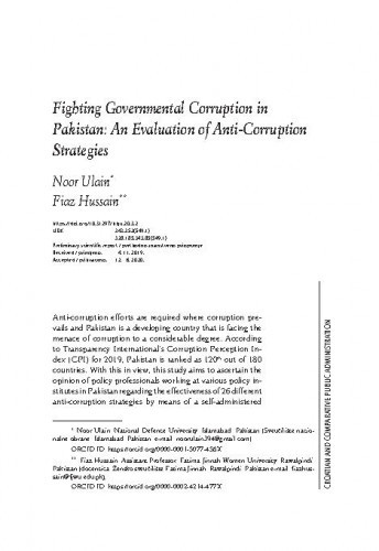 Fighting governmental corruption in Pakistan : an evaluation of anti-corruption strategies / Noor Ulain, Fiaz Hussain.