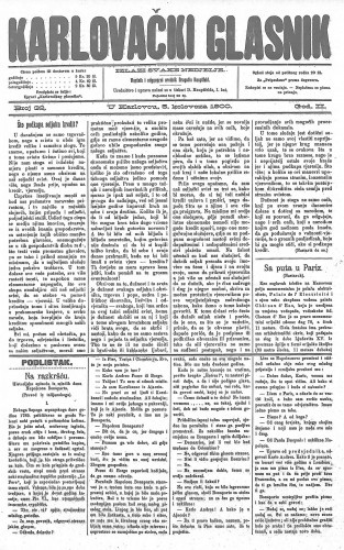 Karlovački glasnik : 2,32(1900) / odgovorni urednik Dragutin Hauptfeld.
