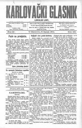 Karlovački glasnik : lokalni list : 3,27(1901) / odgovorni urednik Dragutin Hauptfeld.