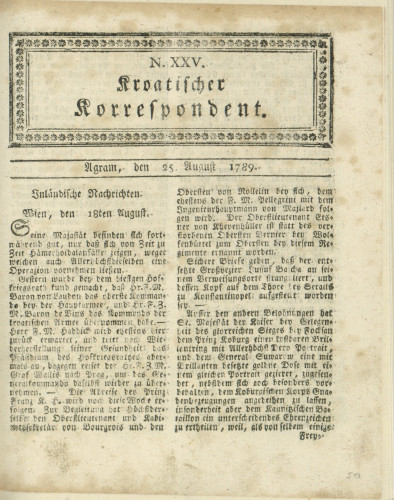 Kroatischer Korrespondent : 1,25(1789)   / [Johann Thomas].