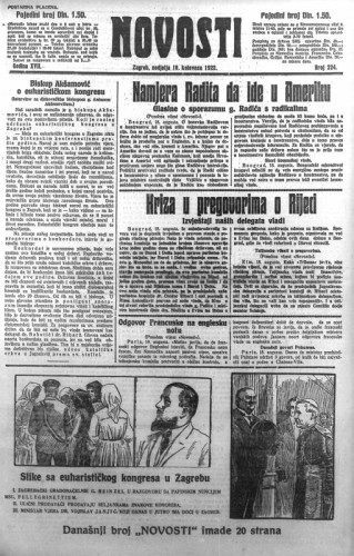 Novosti : 18,224(1923) / odgovorni urednik Lj. Z. Kara.
