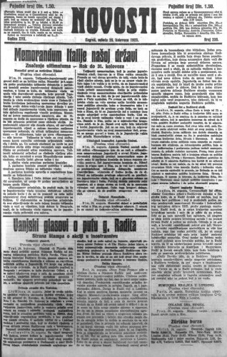 Novosti : 18,230(1923) / odgovorni urednik Lj. Z. Kara.