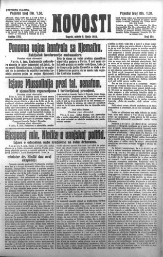 Novosti : 18,154(1923) / odgovorni urednik Lj. Z. Kara.