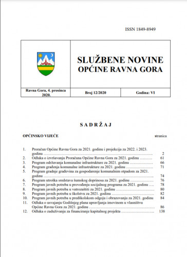 Službene novine Općine Ravna Gora  : službeno glasilo Općine Ravna Gora / glavni urednik Anđelko Florijan.