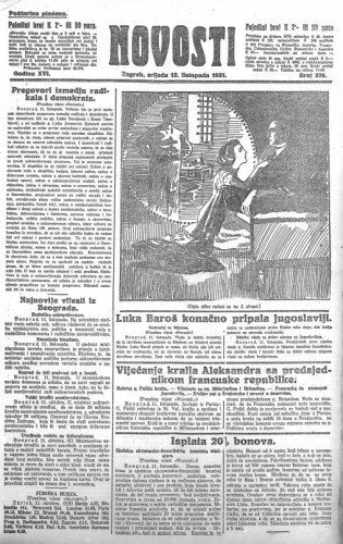 Novosti : 16,275(1921) / odgovorni urednik Lj. Z. Kara.
