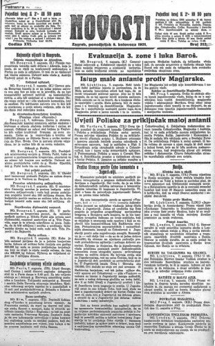 Novosti : 16,212(1921) / odgovorni urednik Lj. Z. Kara.