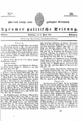 Agramer politische Zeitung : 10,50(1835) / Verlager und Redacteur Franz Stauduar und Ferd. Rosenau.