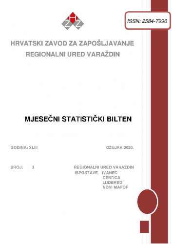 Mjesečni statistički bilten : 43,3(2020) / Hrvatski zavod za zapošljavanje, Regionalni ured Varaždin ; uredništvo Branka Šaško, Kristijan Kocijan.