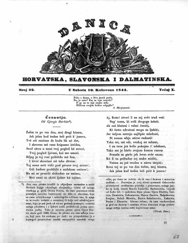 Danica horvatska, slavonska i dalmatinska : 10,32(1844)  / učrednik Ljudevit Gaj.