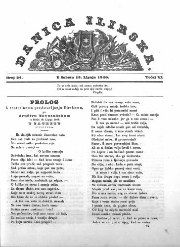 Danica ilirska : 6,24(1840) / učrednik Ljudevit Gaj.
